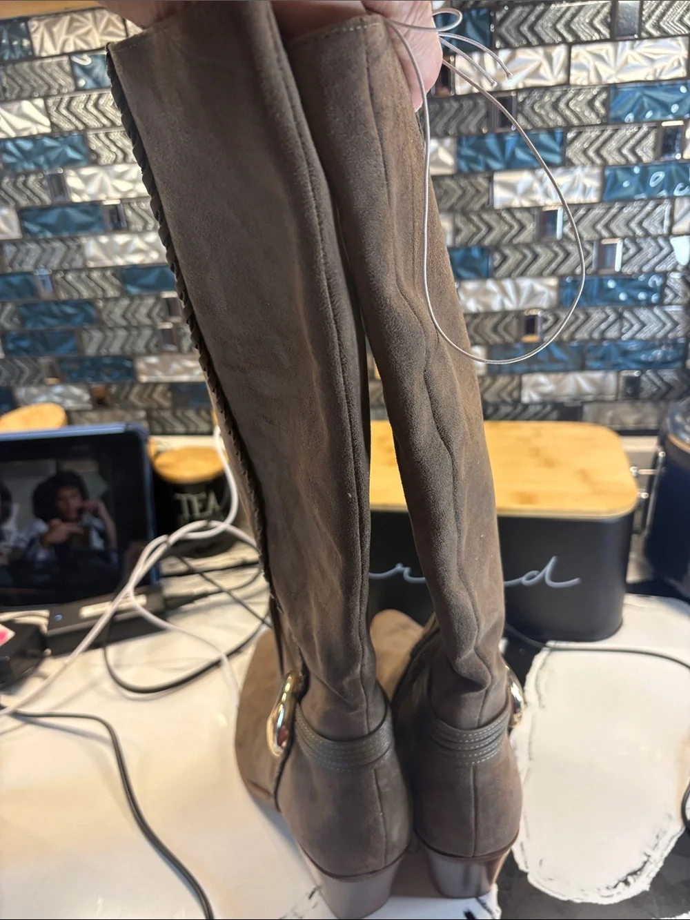 Universal Thread Dark Brown Suede Over-the-Knee Pointed Boots
